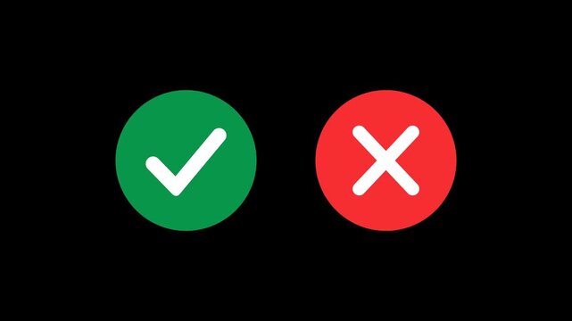 Approval and rejection symbol. Suitable for decisionmaking, evaluation, poll, survey, selection, assessment, validation, verification, and review design elements.