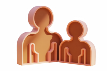 Two stylized human figure icons representing mentorship or family units on transparent background