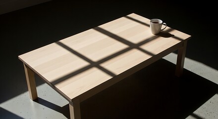 Illuminated wooden table with drink offering a moment of peace