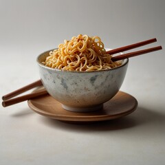 Delicious Noodles in a Cup with Chopsticks