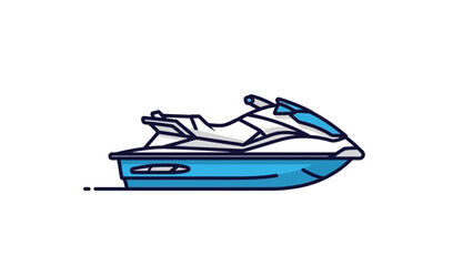 Naklejka premium Dynamic illustration of a modern personal watercraft, showcasing a sleek blue and white design perfect for high-speed summer adventures and exhilarating aquatic recreation