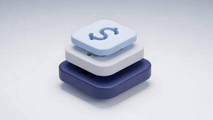 Stack of Square Buttons with Dollar Sign.