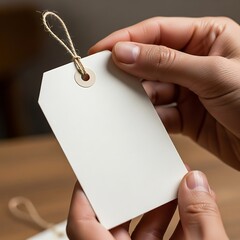 Presenting a blank gift tag held gently in hands, ready for your message