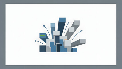 Blue and Grey 3D Cubes Exploding Outward.