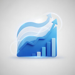 Blue Graph Chart with Rising Arrow.