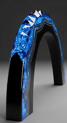 Surreal Archway with Glowing Azure Inlays and Fragmented Spire Accents