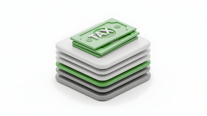 Stack of Money with Tax Label.