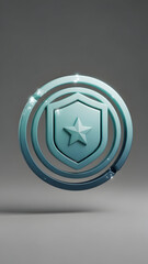 3D Shield Badge with Star Icon.