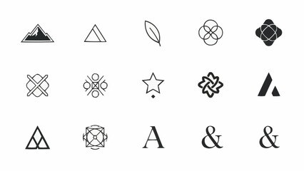 Collection of Minimalist Geometric Logos and Symbols for Branding and Design.