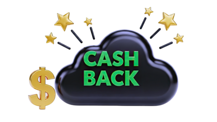 Cash Back Promotion with Gold Stars and Dollar Sign