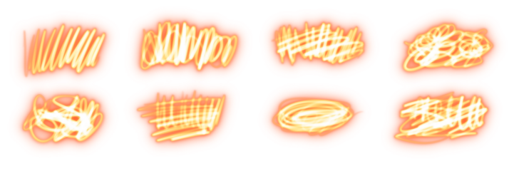 Orange Electric Scribble Lines Abstract Collection on Transparent Background