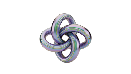 Iridescent Trefoil Knot 3D Render