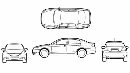 Car Blueprint - Detailed Vehicle Design and Technical Specifications. © FENI