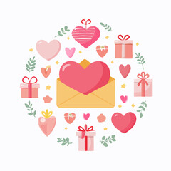 vector illustration of a gift box with hearts