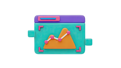3D Icon of a Data Chart on a Screen