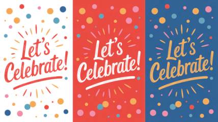 Celebratory Banners with Confetti in Vibrant Colors and Playful Typography for Party Invitations