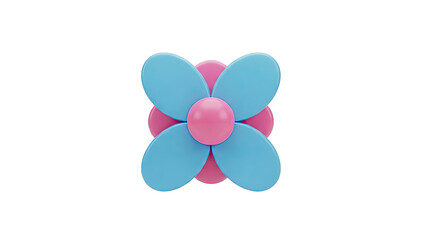 Fototapeta premium 3D Render of a Stylized Flower with Blue Petals and Pink Center