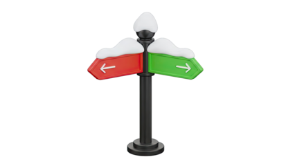 3D Rendered Snow-Covered Directional Signpost