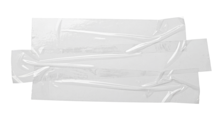 Crumpled Transparent Adhesive Tape Pieces Isolated on White Background