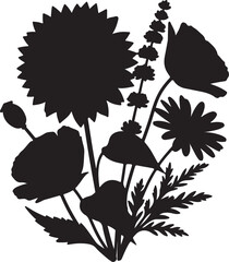 Silhouette of flowers and leaves