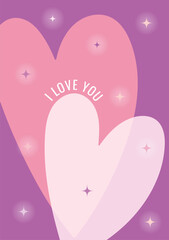 I love you greeting card or background. Valentine's Day posting. Design for social media posts, printing, posters and festive themes. Hand drawn vector illustration.