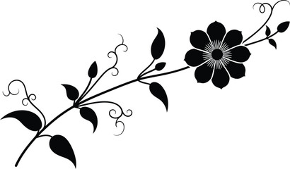 Decorative Botanical Flower Design Vector on Transparent Background