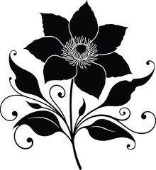 Artistic Botanical Floral Design Vector on Transparent Background