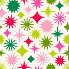 Colorful geometric star seamless pattern design for Christmas and new year celebration background.