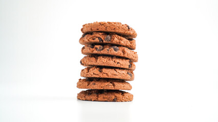 Chocolate chips cookies, isolated on white background