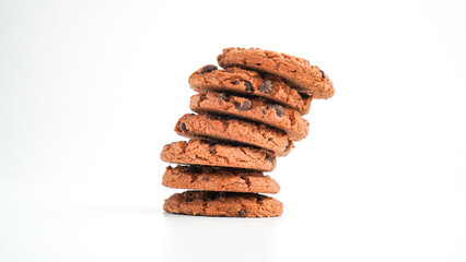 Chocolate chips cookies, isolated on white background