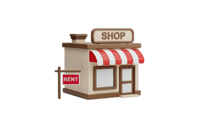 Cartoon Shop for Rent Sign