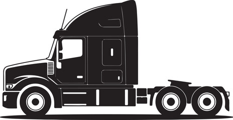 Black and white silhouette illustration of a truck viewed from the side on a white background.