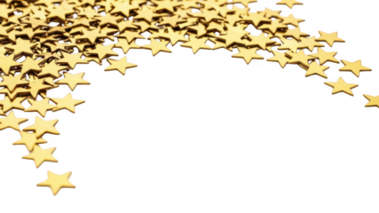 Scattering of golden stars on a transparent background for decoration