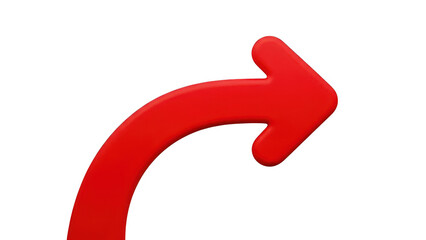 Red arrow pointing to the top right corner on white isolated on transparent background