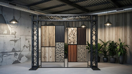 Industrial Room Interior with Modern Wood Panels and Plants Stylish Interior Design and Home Decor Concept Modern Architecture