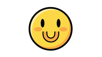 Fototapeta premium Cheerful yellow smiley face with a happy expression and rosy cheeks.