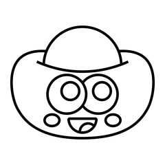 Cute cartoon Chinese gold ingot yuanbao character outline icon isolated on transparent background.