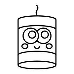 Cute cartoon firecracker character with fuse outline icon for Lunar New Year isolated on transparent background.