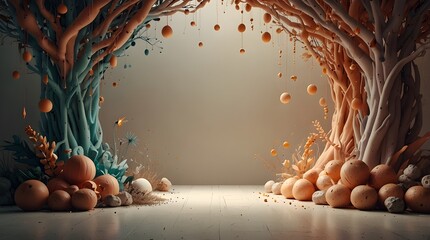 Minimalist festival background with organic forms