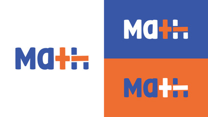 Creative math typography logo design with plus and minus symbols integrated into letters.