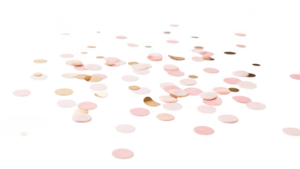 Pink confetti scattered on transparent background isolated on white