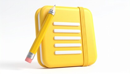 3d illustration of a yellow folder icon set featuring a business document with text and a secure file with a key symbol for a web app technology design