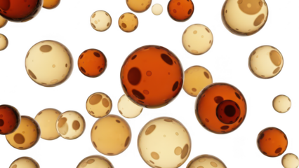 Brown and beige circles with dark spots on a transparent background