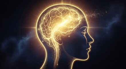 Fototapeta premium Glowing human brain with light trails.