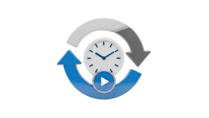 Clock with Recycling Arrows and Play Button