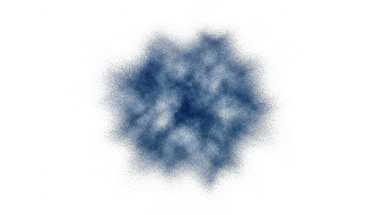 Blue powder or dust explosion isolated on transparent background