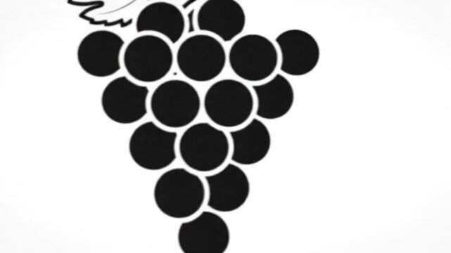 Various Grape Clusters Depicted in Black and White Silhouettes.