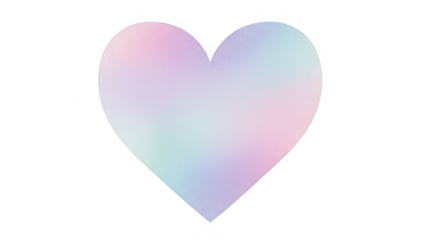 Pastel heart shape with soft gradient colors isolated on transparent background