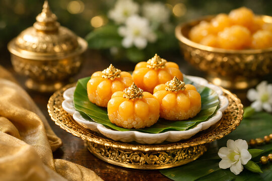 Macro of Thai Thong Eak dessert