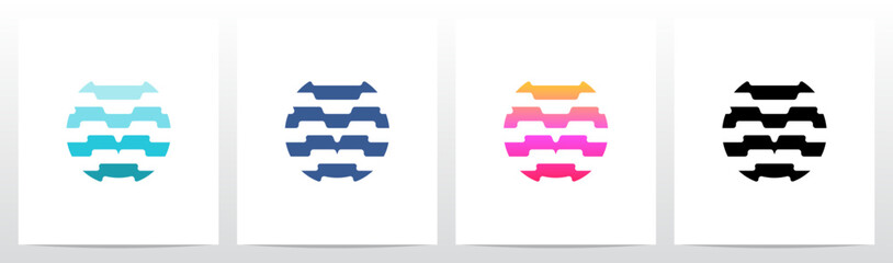 Stripes Horizontal Contour Lines Letter Initial Logo Design V